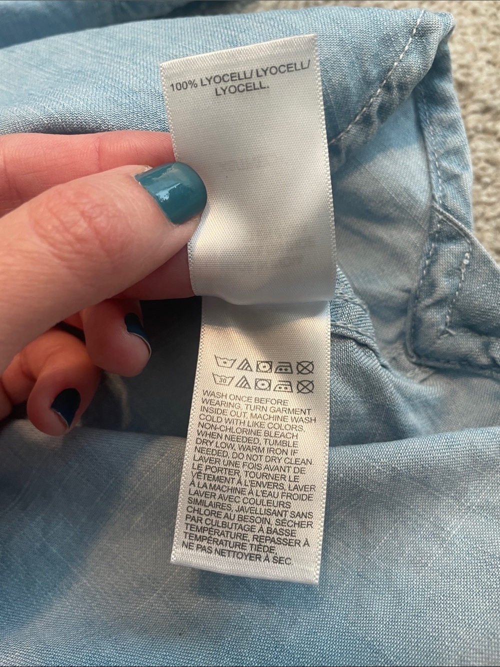Lucky Brand Light Blue Lightweight Denim Button-Up Oversized Shirt Sz XS - Picture 6 of 6